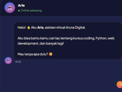 Chatbot sederhana yang dapat dibuat dengan Python & Flask oleh siswa level intermediate di Aruna Digital.